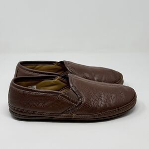 LL Bean Elkhide Slippers Mens 10 M Brown Leather Comfort Slip On Comfort Shoes